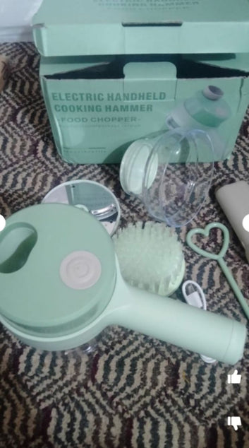 4 In 1 Handheld Electric Vegetable Cutter Wireless Food Processor For Garlic Pepper Chili Onion Celery Ginger Meat With Brush(Random Color )